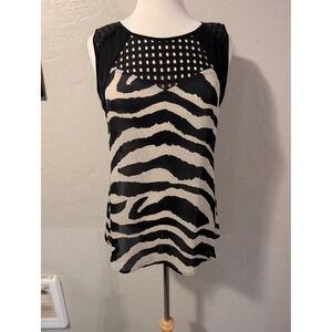 Cabi womens animal print blouse size Small with Mesh top